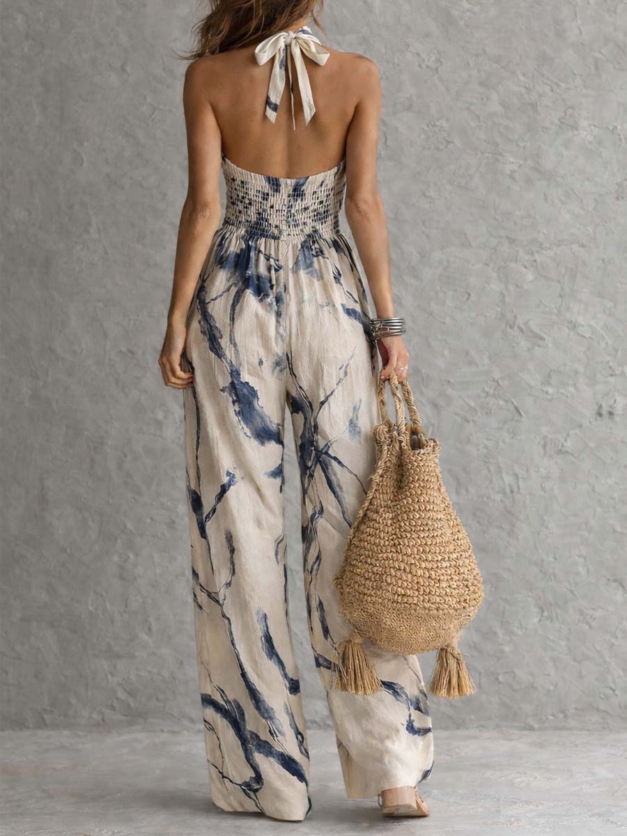 Avery | Artistic Halter Wide-Leg Jumpsuit