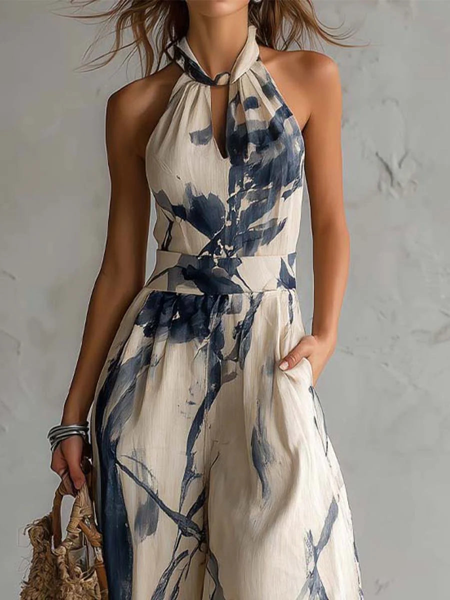 Avery | Artistic Halter Wide-Leg Jumpsuit