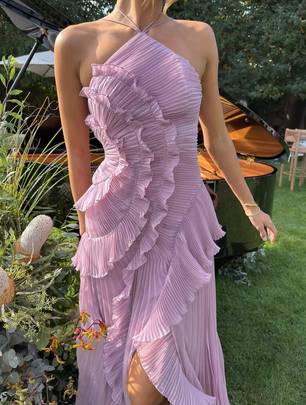 Hailey | Lavender Cascading Ruffle Dress