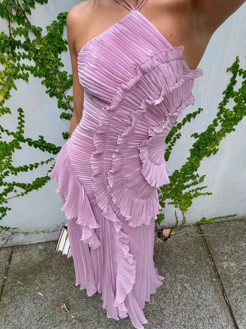 Hailey | Lavender Cascading Ruffle Dress
