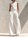 Riley | White Sleeveless Top and Wide-Leg Set