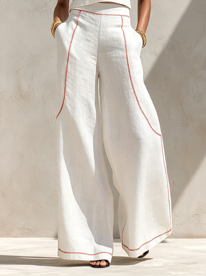 Riley | White Sleeveless Top and Wide-Leg Set