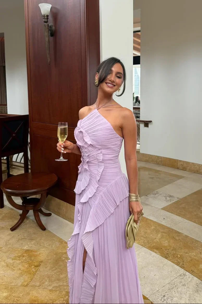 Hailey | Lavender Cascading Ruffle Dress