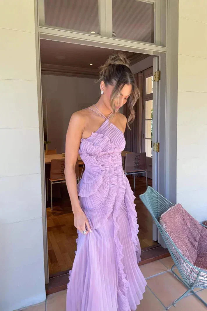 Hailey | Lavender Cascading Ruffle Dress