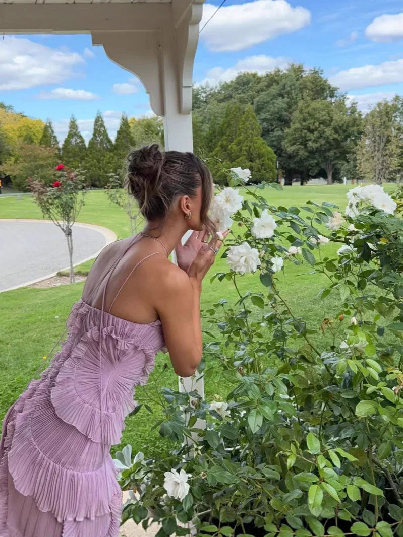 Hailey | Lavender Cascading Ruffle Dress