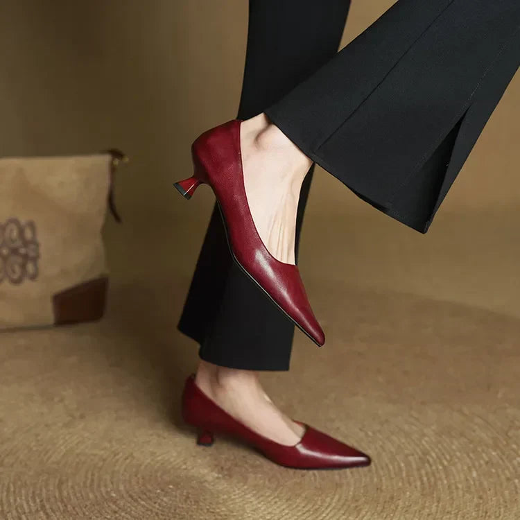 Lauren | Genuine Leather Low-Heel Pumps