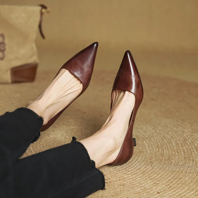 Lauren | Genuine Leather Low-Heel Pumps