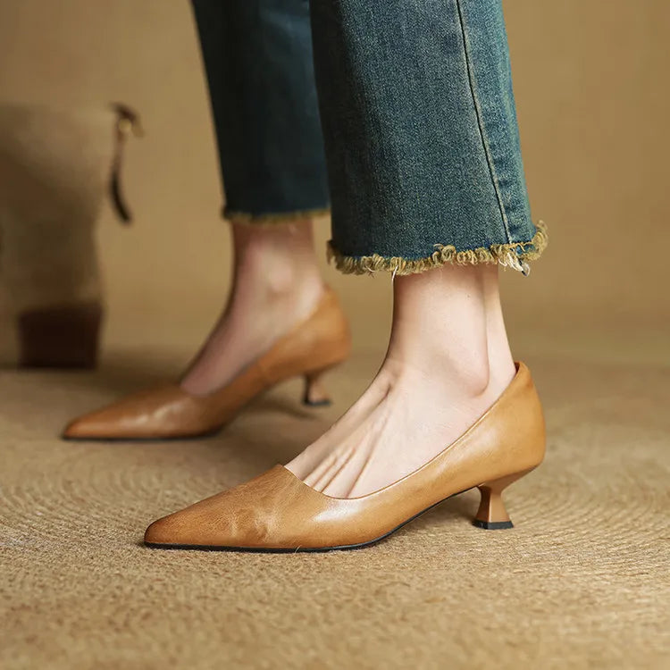 Lauren | Genuine Leather Low-Heel Pumps