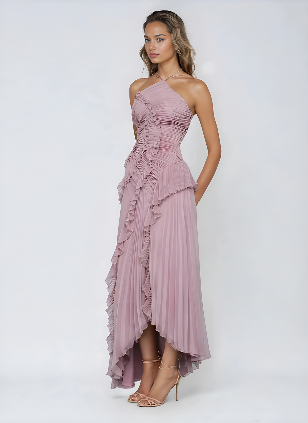 Hailey | Lavender Cascading Ruffle Dress