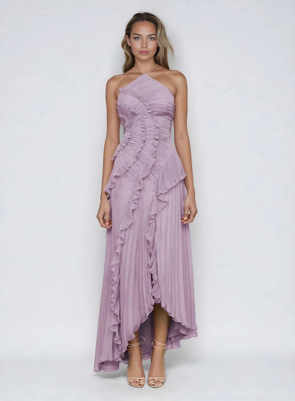 Hailey | Lavender Cascading Ruffle Dress
