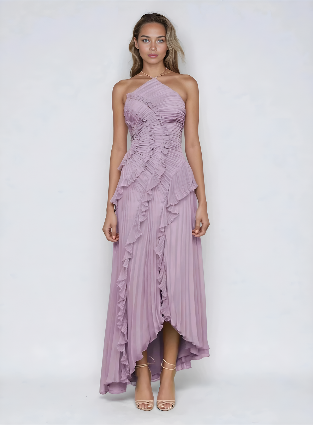 Hailey | Lavender Cascading Ruffle Dress