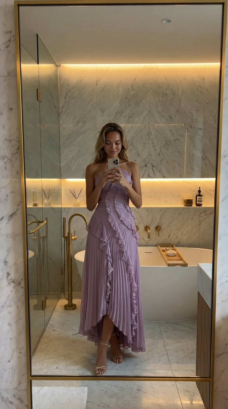 Hailey | Lavender Cascading Ruffle Dress