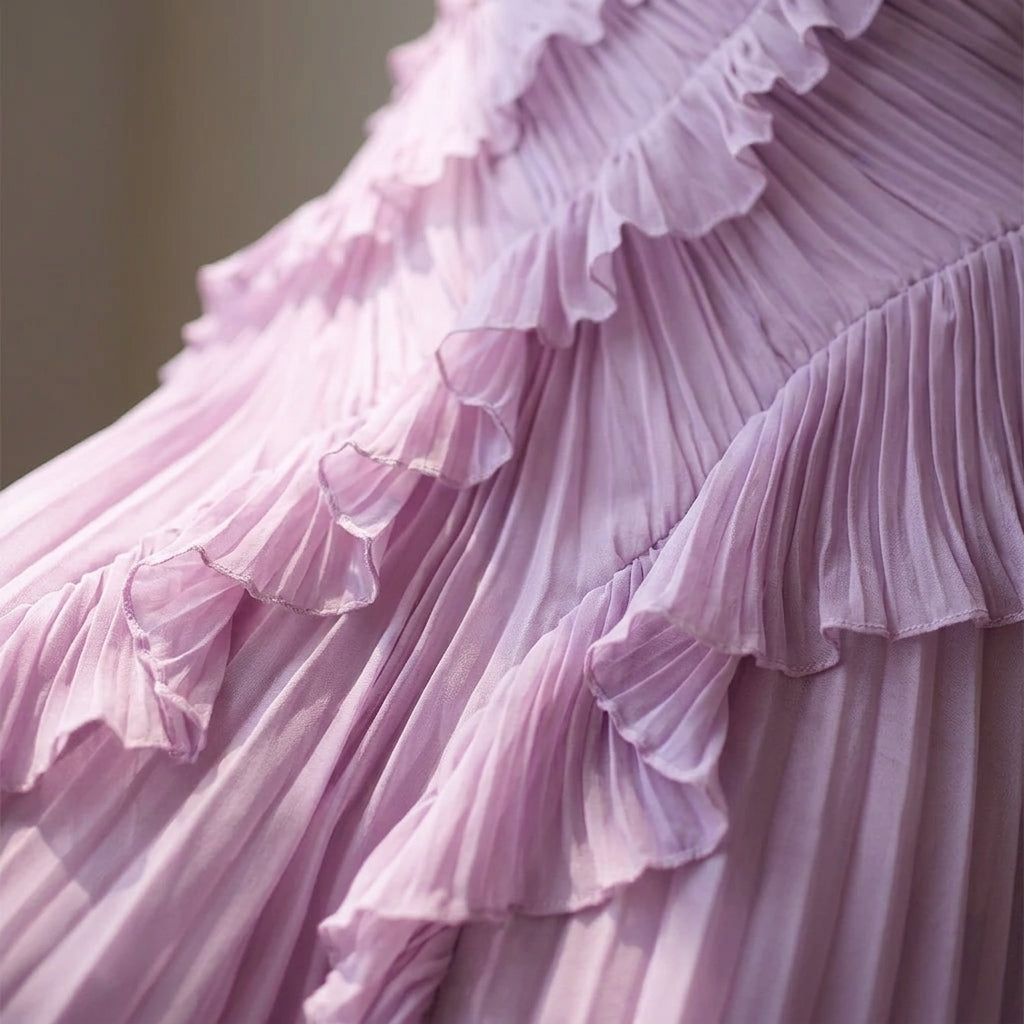Hailey | Lavender Cascading Ruffle Dress