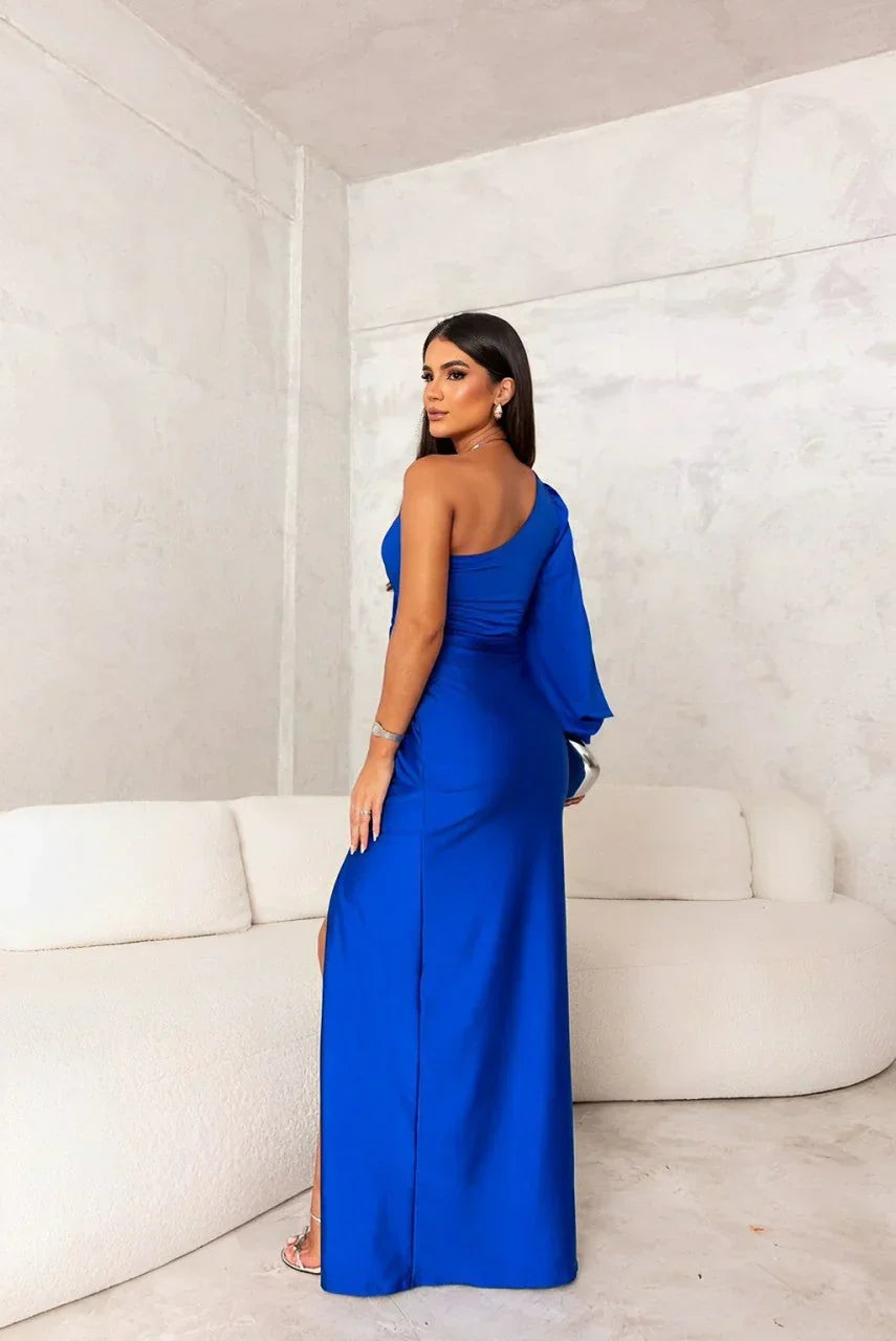 Harper | Asymmetric Satin Statement Dress