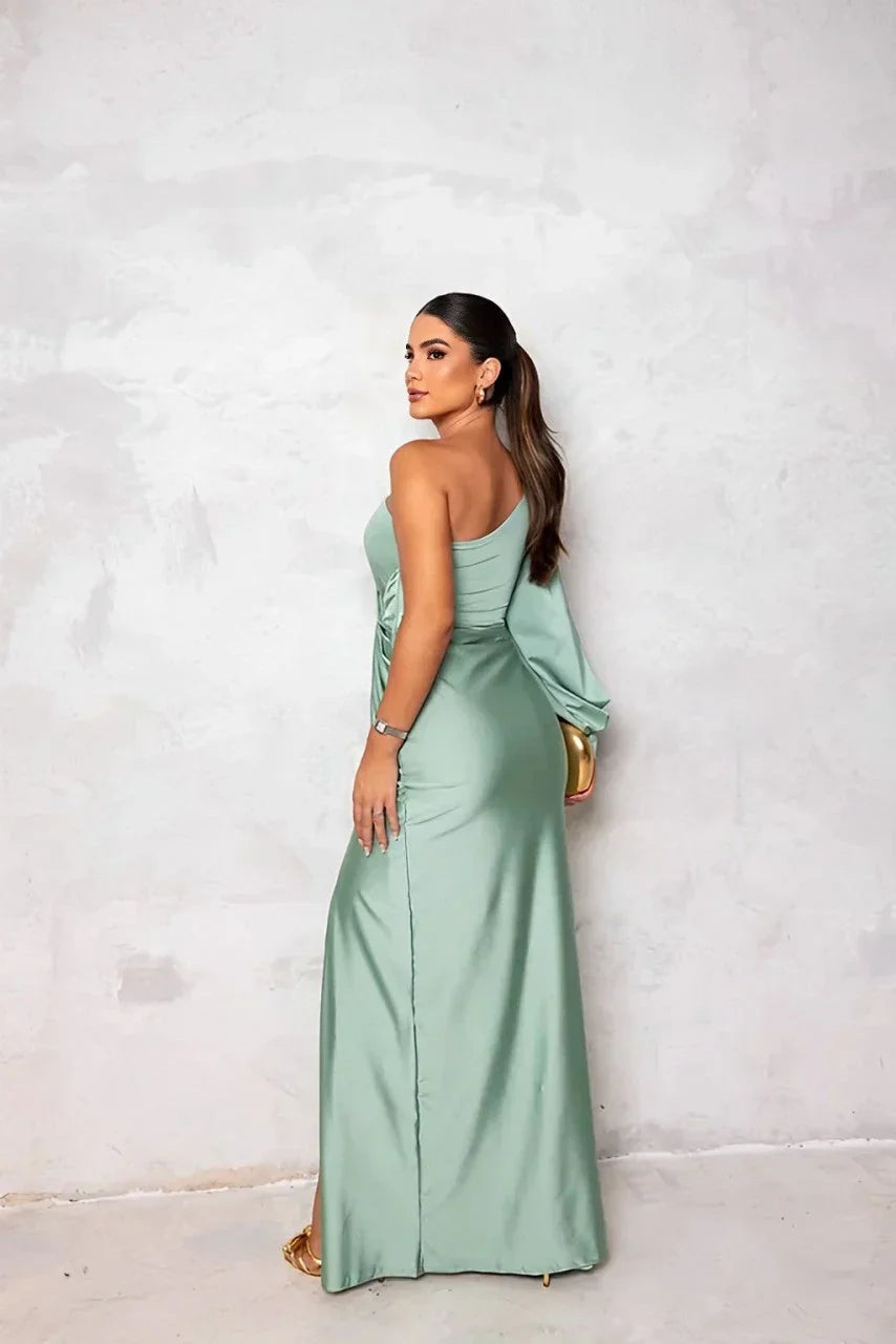 Harper | Asymmetric Satin Statement Dress