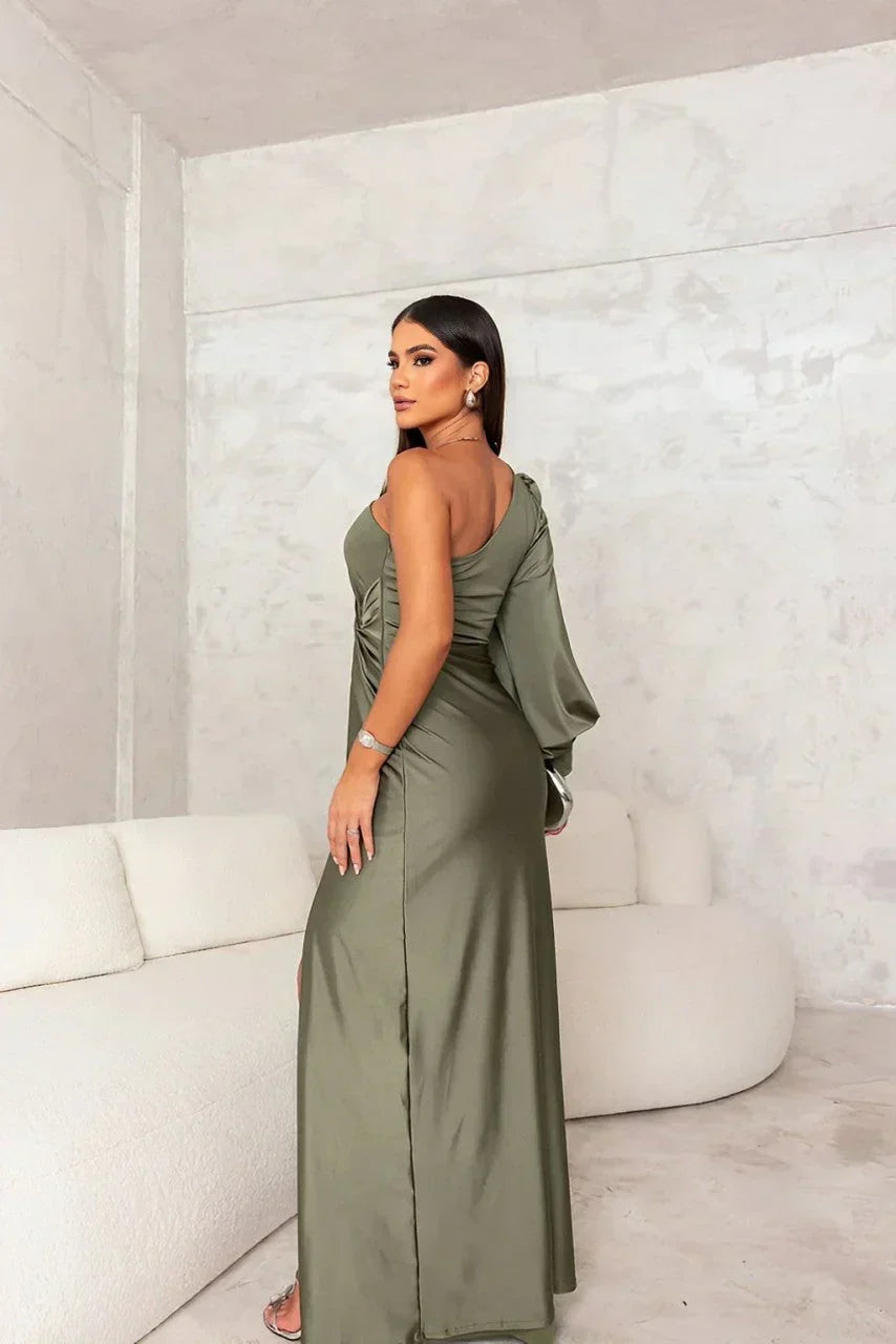 Harper | Asymmetric Satin Statement Dress